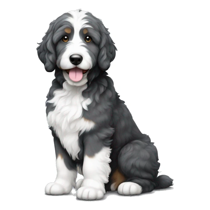 dark grey and white bernedoodle sticker