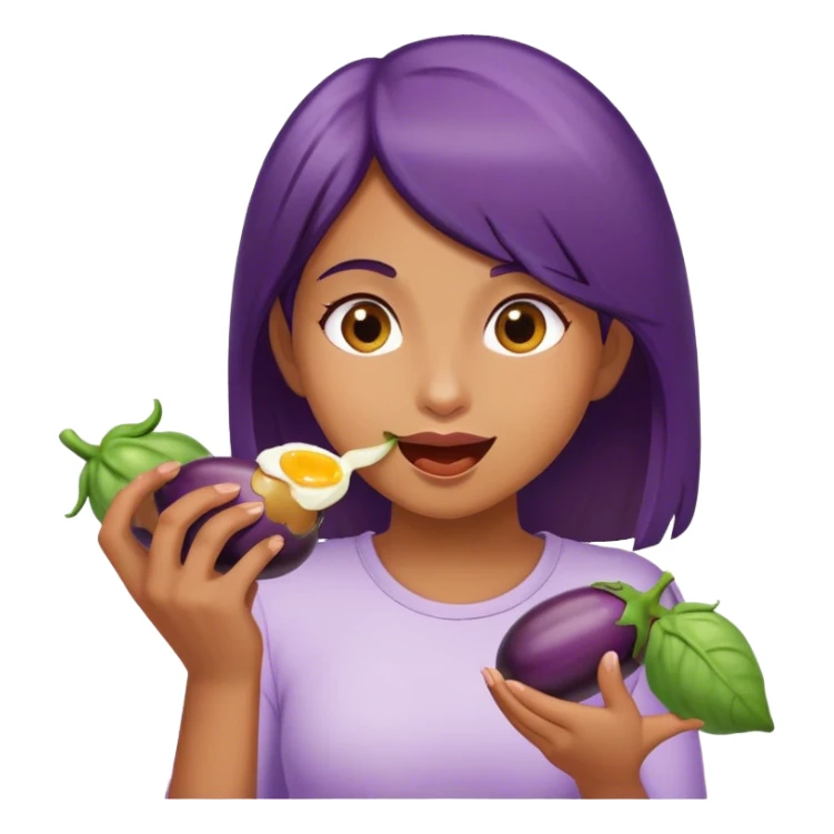 girl eating eggplants sticker