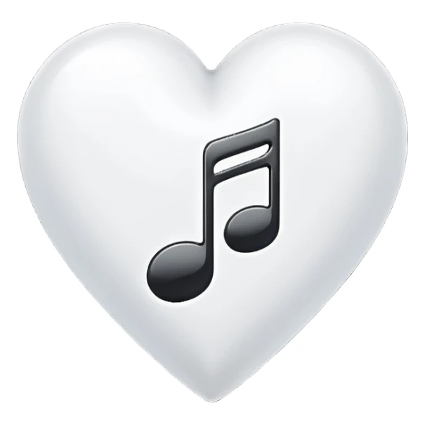 white heart with a music note sticker