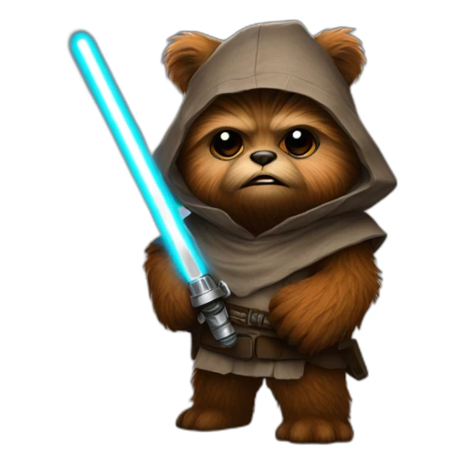 Ewok with lightsaber sticker
