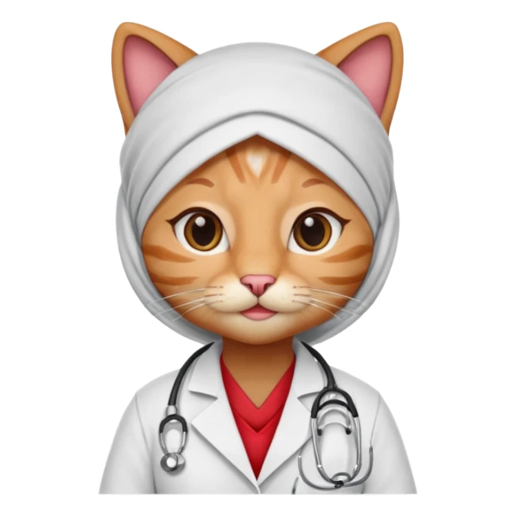 hijab cat doctor, red cat. sticker