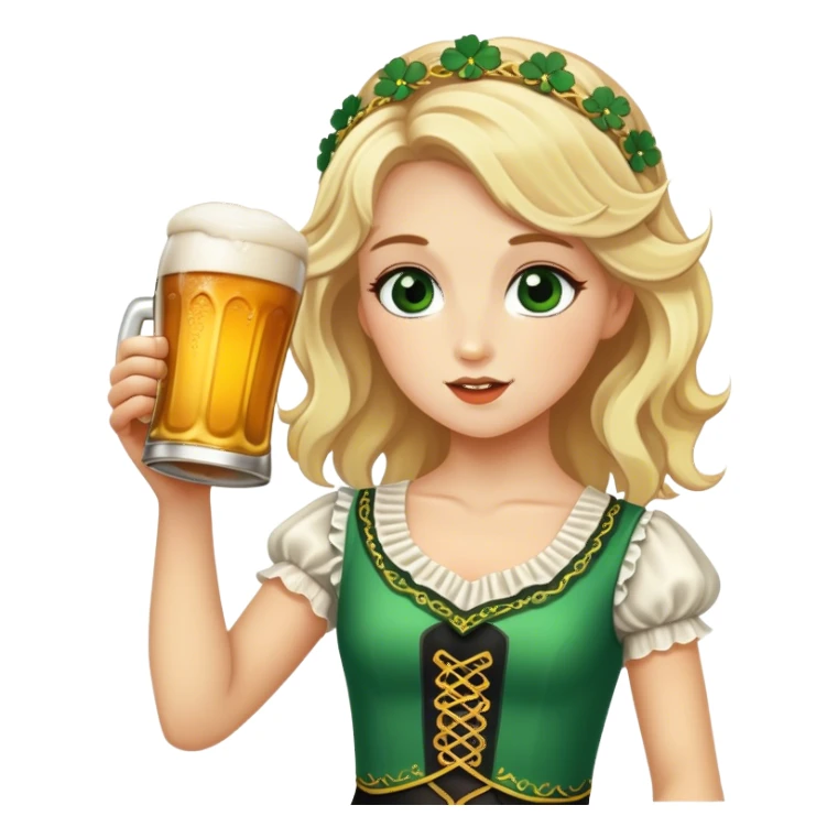 Blonde Irish dancer drinking a beer sticker