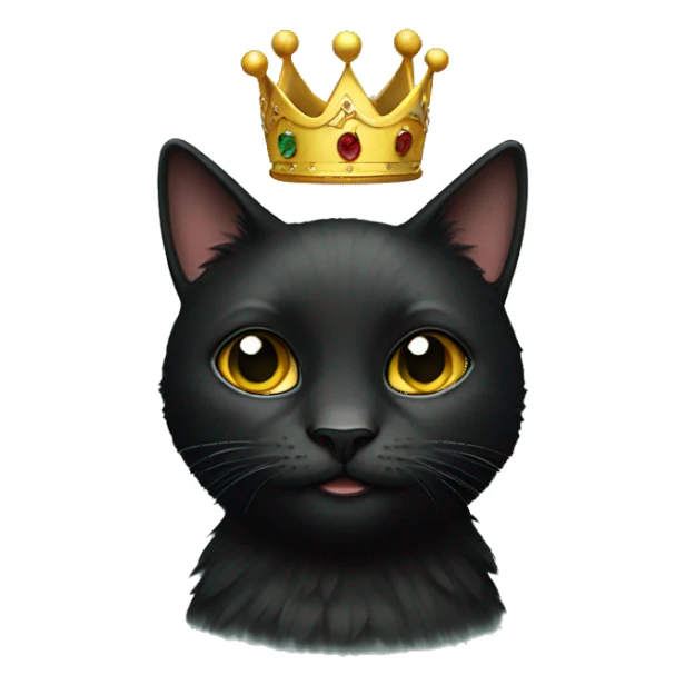 a black cat wearing a crown sticker