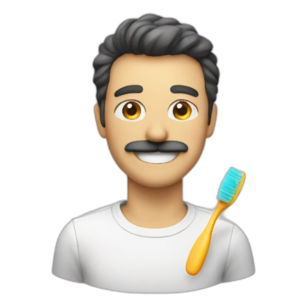 Guy with a toothbrush moustache smiling sticker