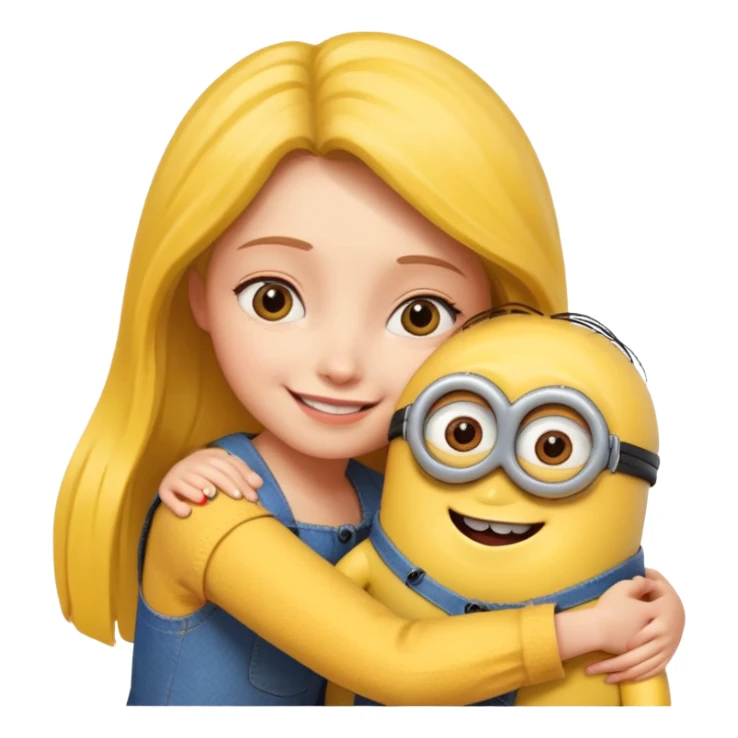 a minion hugging a girl sticker