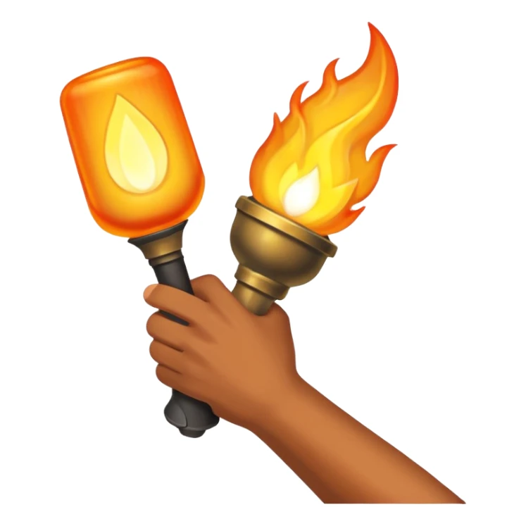 An arm holding a torch flame sticker