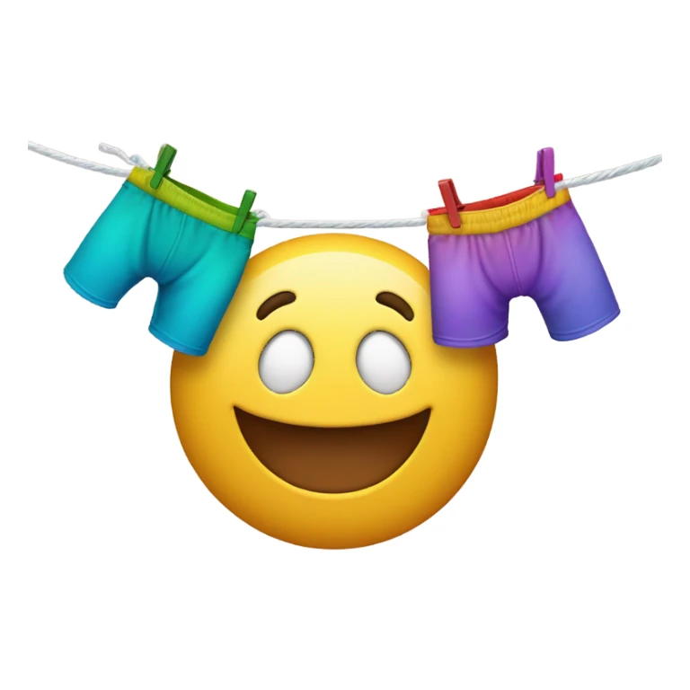 Washing on line with a smiling kissy face sticker
