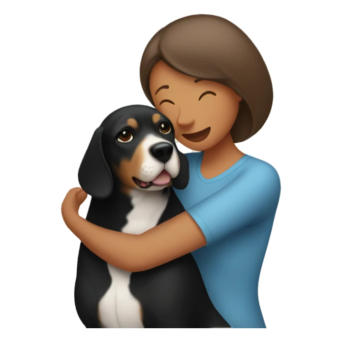 mom hugging beagle and black lab sticker
