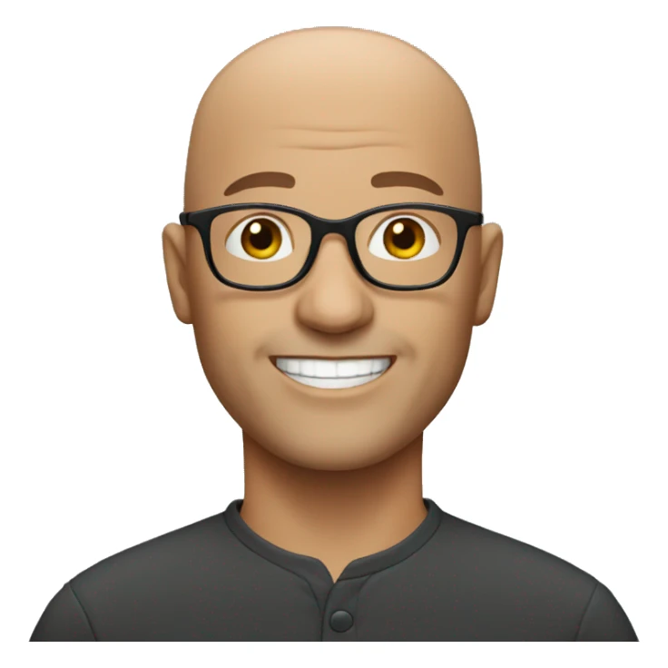 bald man with glasses smiling sticker