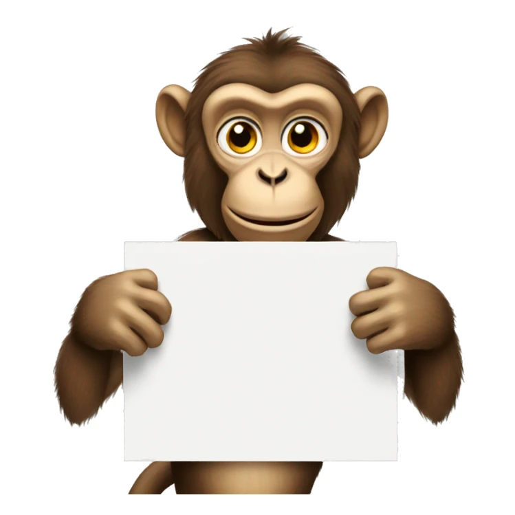 monkey holding a blank sign full view sticker