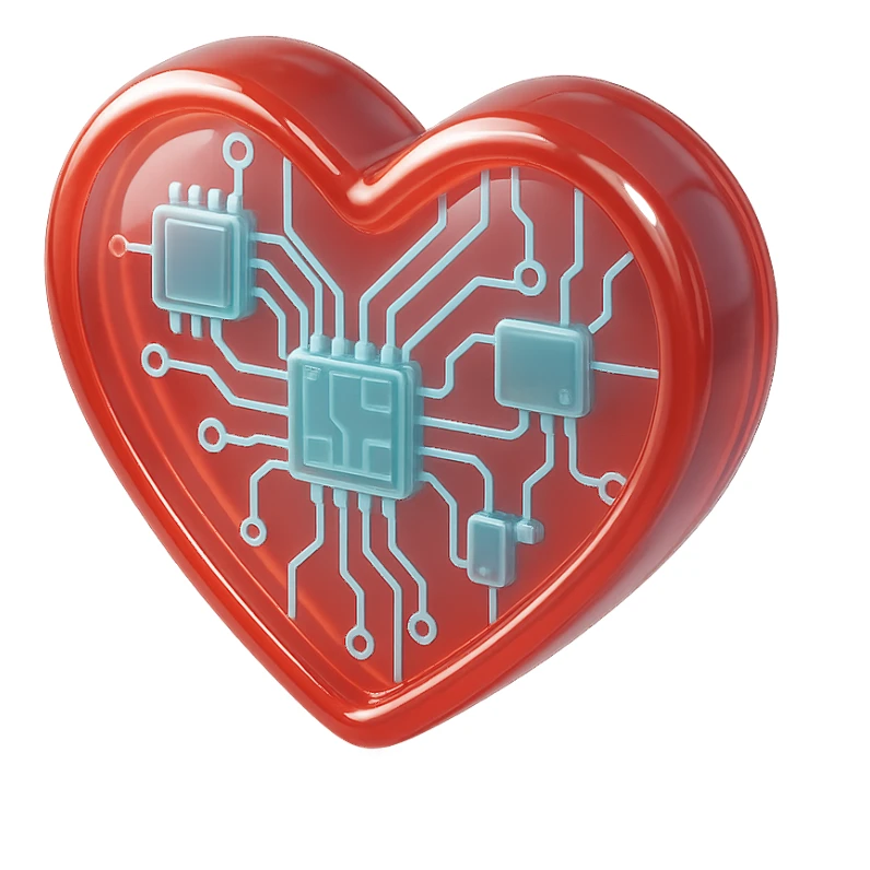 heart icon with glossy circuit style sticker