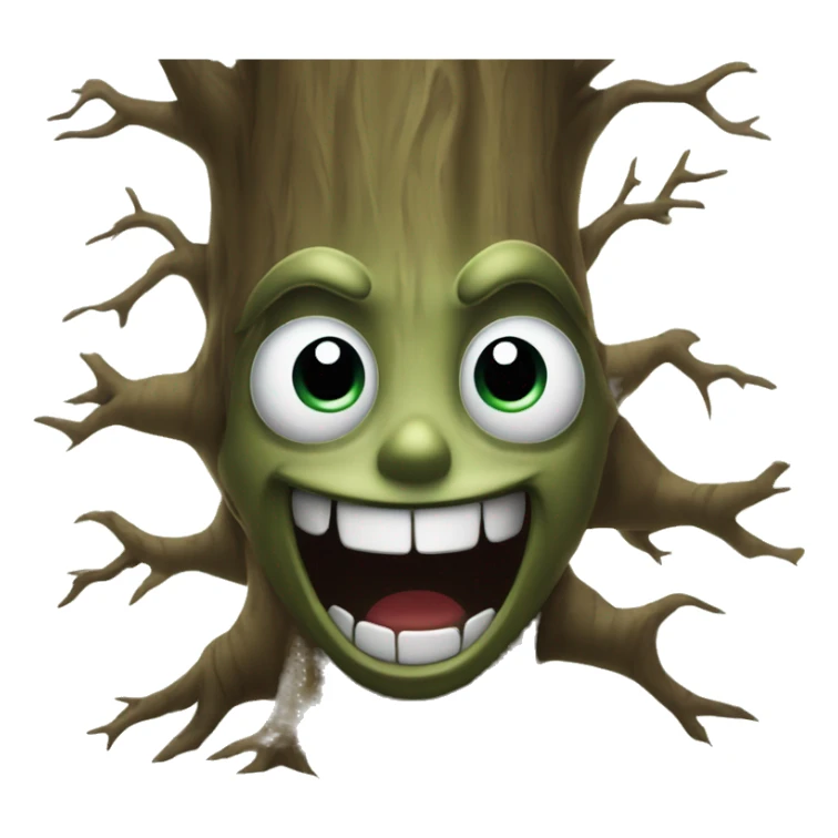 The scary tree is smiling terribly sticker
