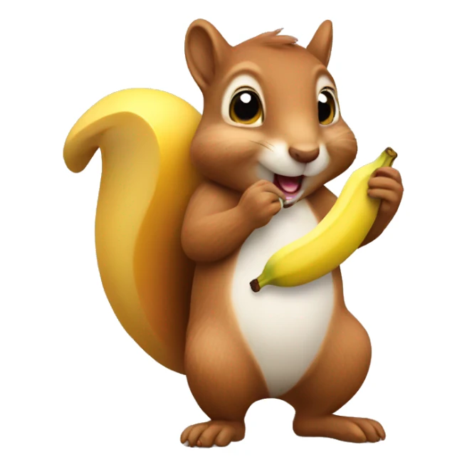 Squirrel eating a banana sticker