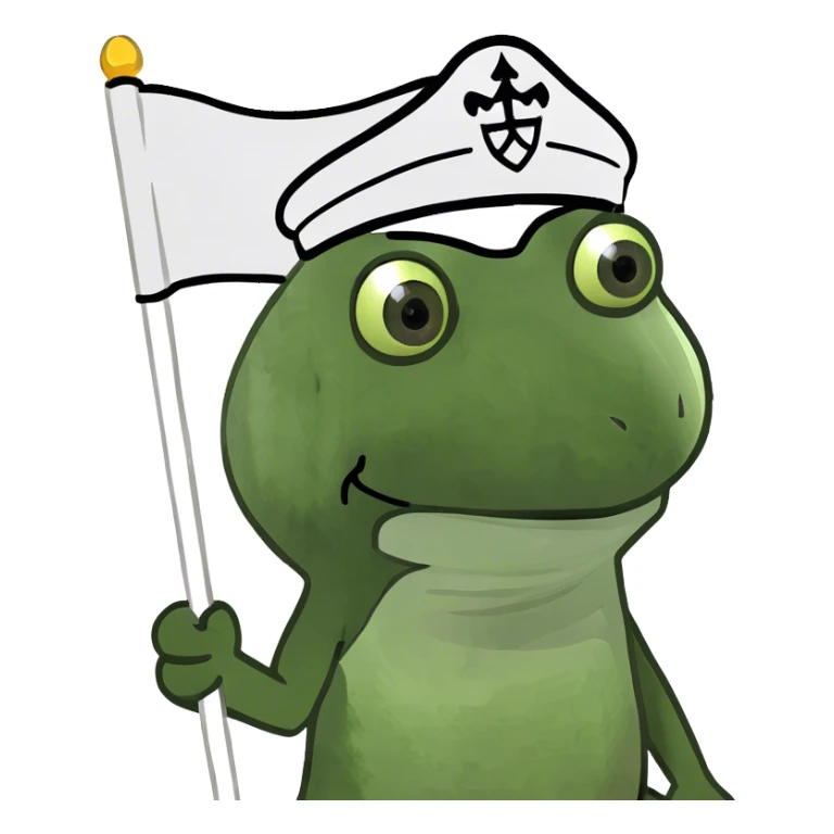 bufo holding a white flag sticker
