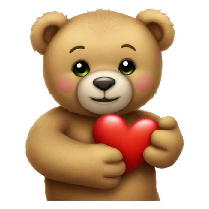 Teddy bear hugging heart sticker