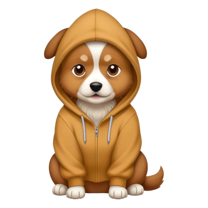 Dog wearing a hody sticker