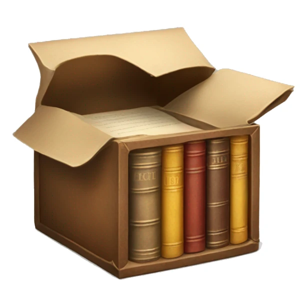 open box with old books inside  sticker