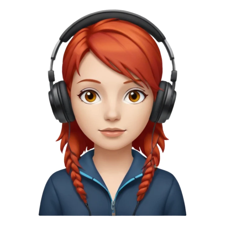 woman red head with headphone sticker