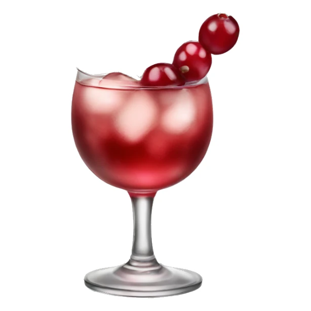 Cocktail garnished with cranberries and rosemary sticker