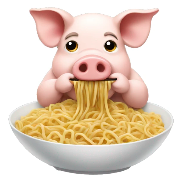 Pig eating noodles  sticker