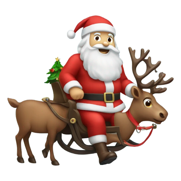 Santa driving his reindeer sticker