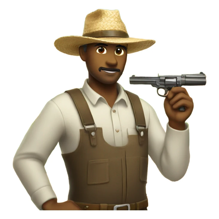 Farmer with a gun and straw hat sticker