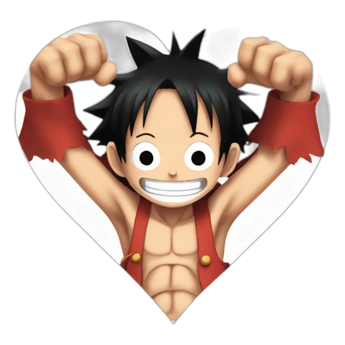monkey d luffy forming a heart with his long arms sticker
