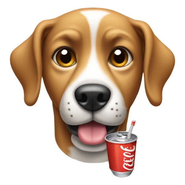 Dog holding a soda sticker