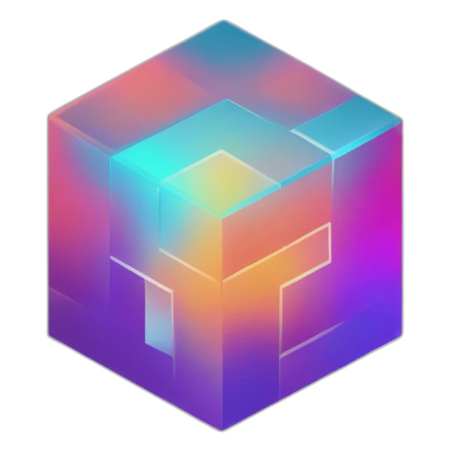 4d tesseract gradient logo hd sticker