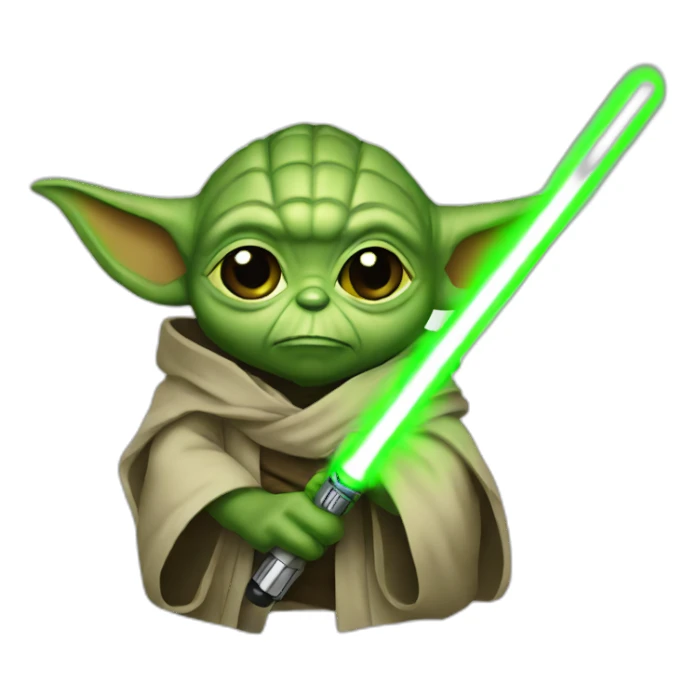 Yoda with a green lightsaber sticker