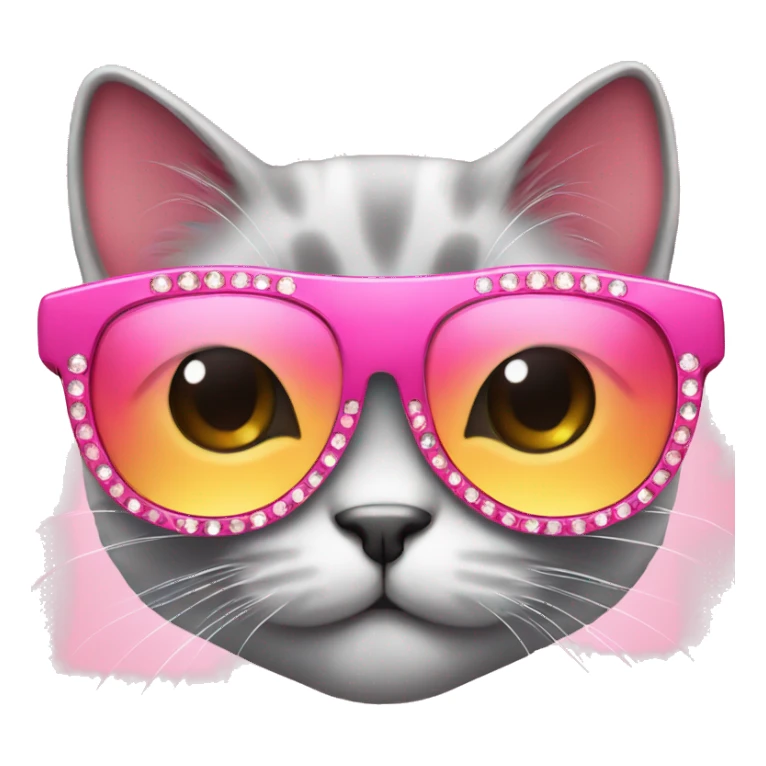 Cute cat wearing big pink bedazzled sun glasses  sticker