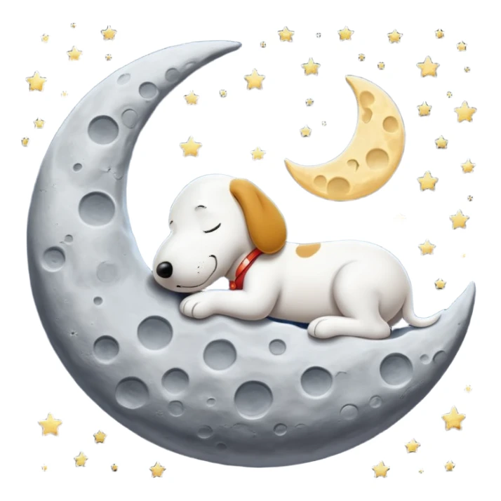 Snoopy sleeping in the moon sticker