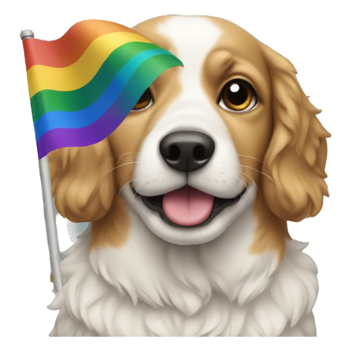 dog with rainbow flag sticker