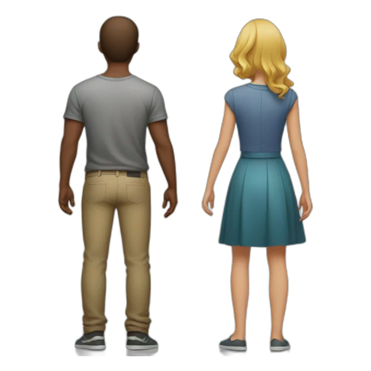 Guy and girl standing back to back  sticker