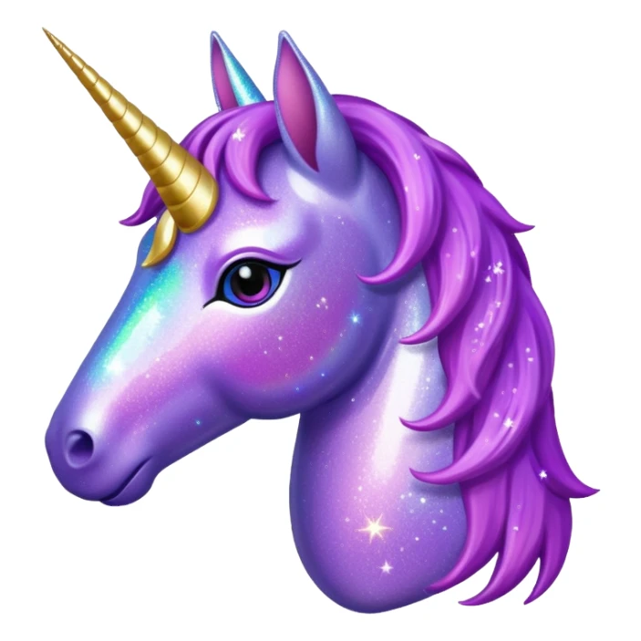 glitter purple unicorn sticker
