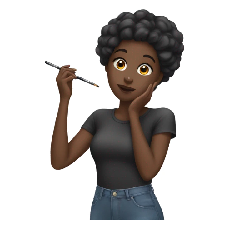 Black girl doing makeu sticker