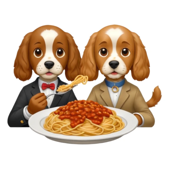 American Cocker Spaniel and Mongrel Eat Spaghetti Between Them sticker