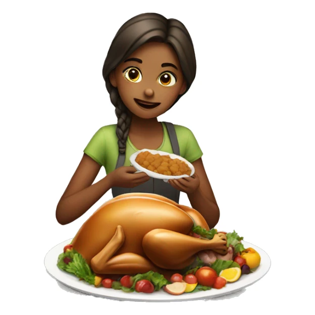 Girl eating turkey sticker