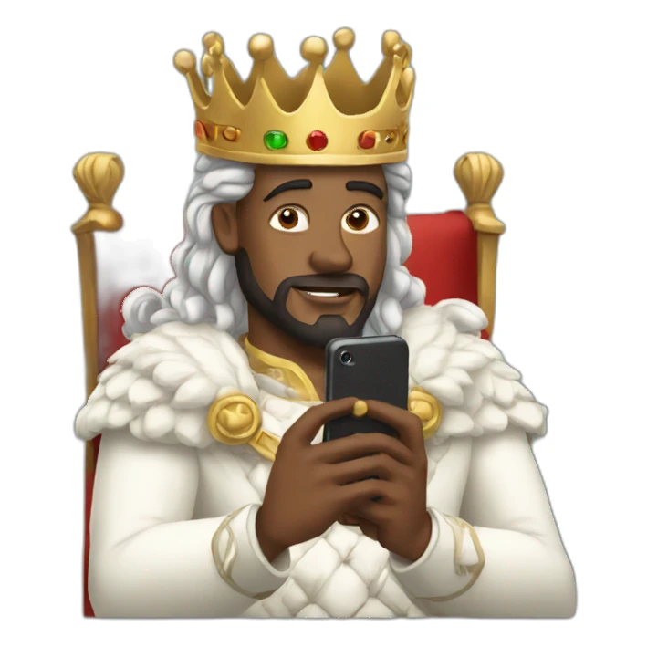 White men King using phone sticker