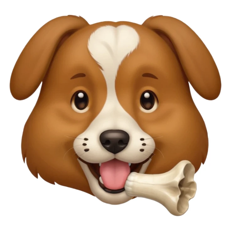 dog faace with bone in mouth sticker
