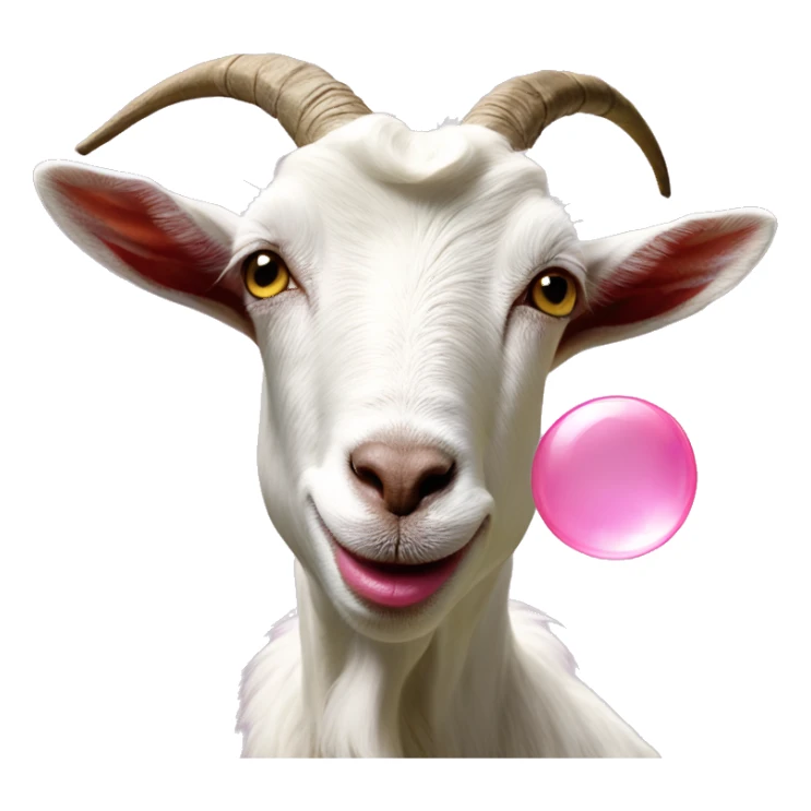 goat blows a pink bubble gum bubble sticker