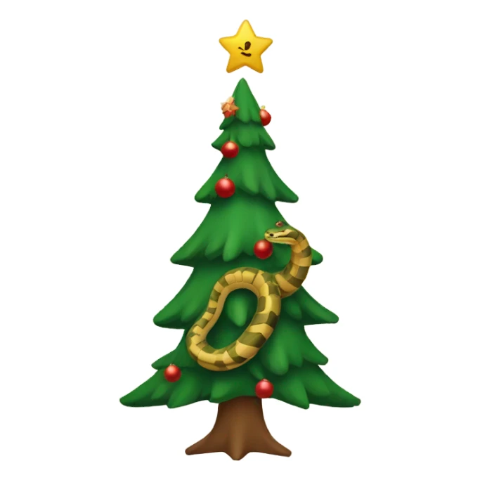 snake around a christmas tree sticker