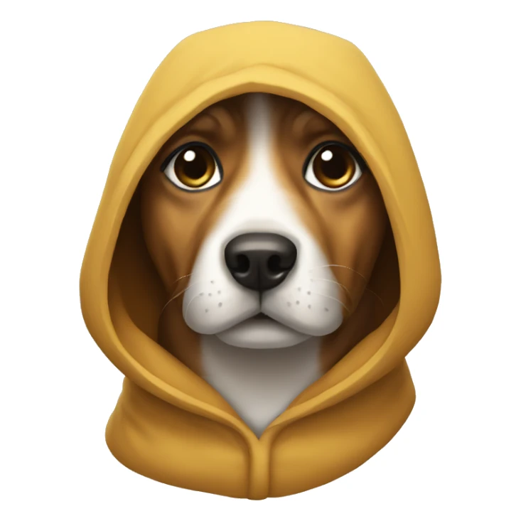 Dog wearing a Hoods sticker