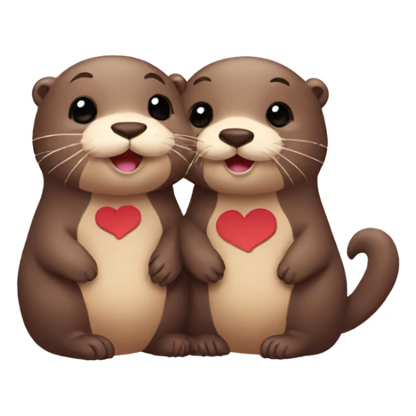 otter couple love with heart sticker
