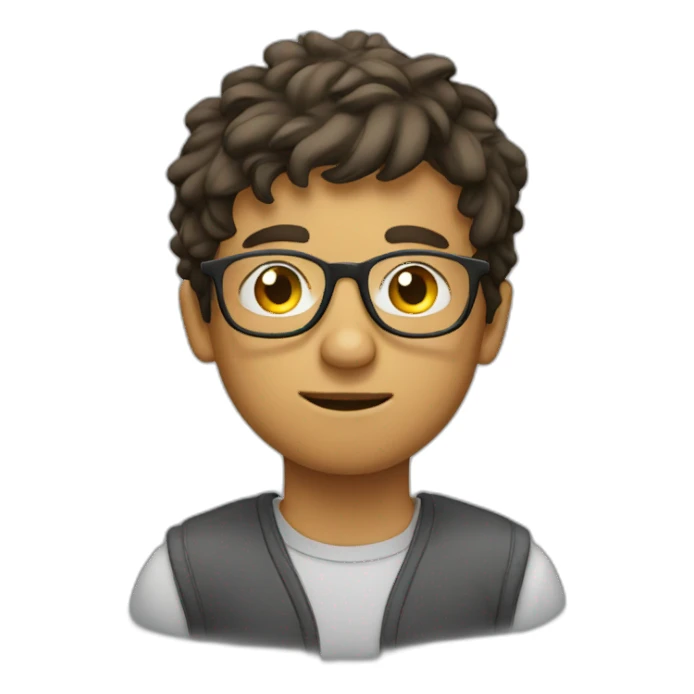 Young man wearing glasses thinking about something sticker