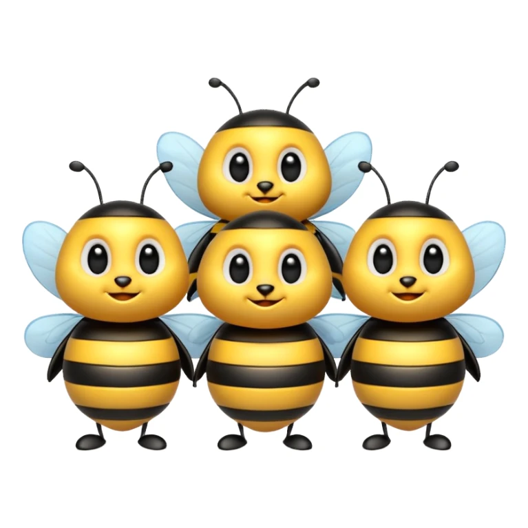 Five 3d bumblebees saying Good morning sticker