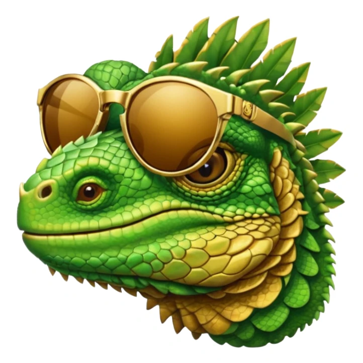 iguana head with golden sunglasses sticker