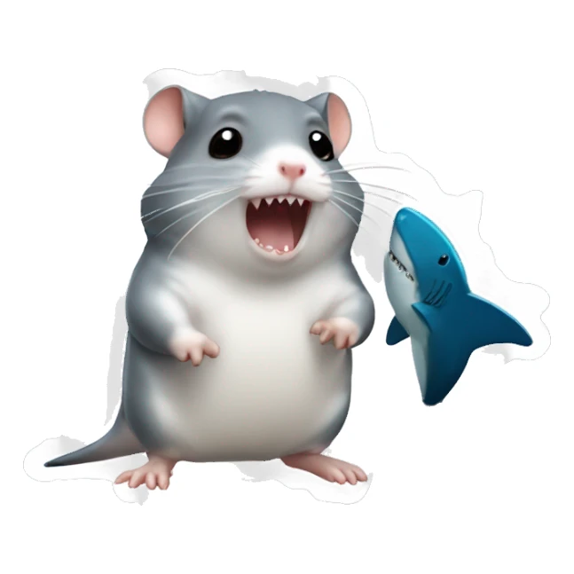 Hamster with shark sticker