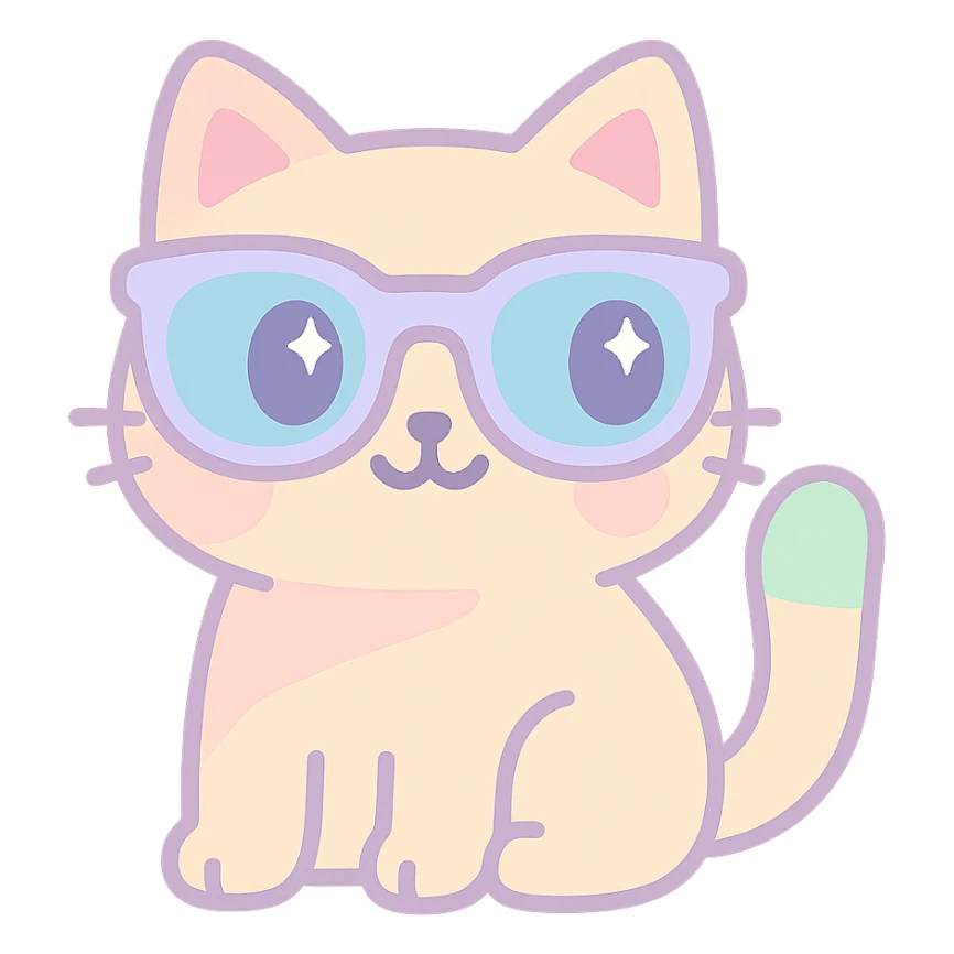 cat wearing sunglasses, simple, cute sticker