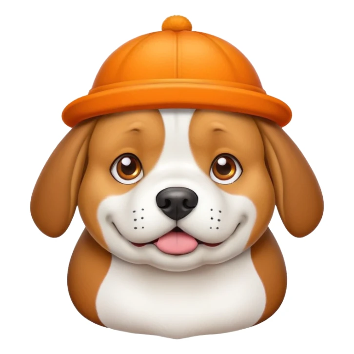 fat beagle dog with an orange hat sticker